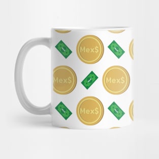 Mexico’s Mexican peso Mex$ code MXN banknote and coin pattern wallpaper Mug